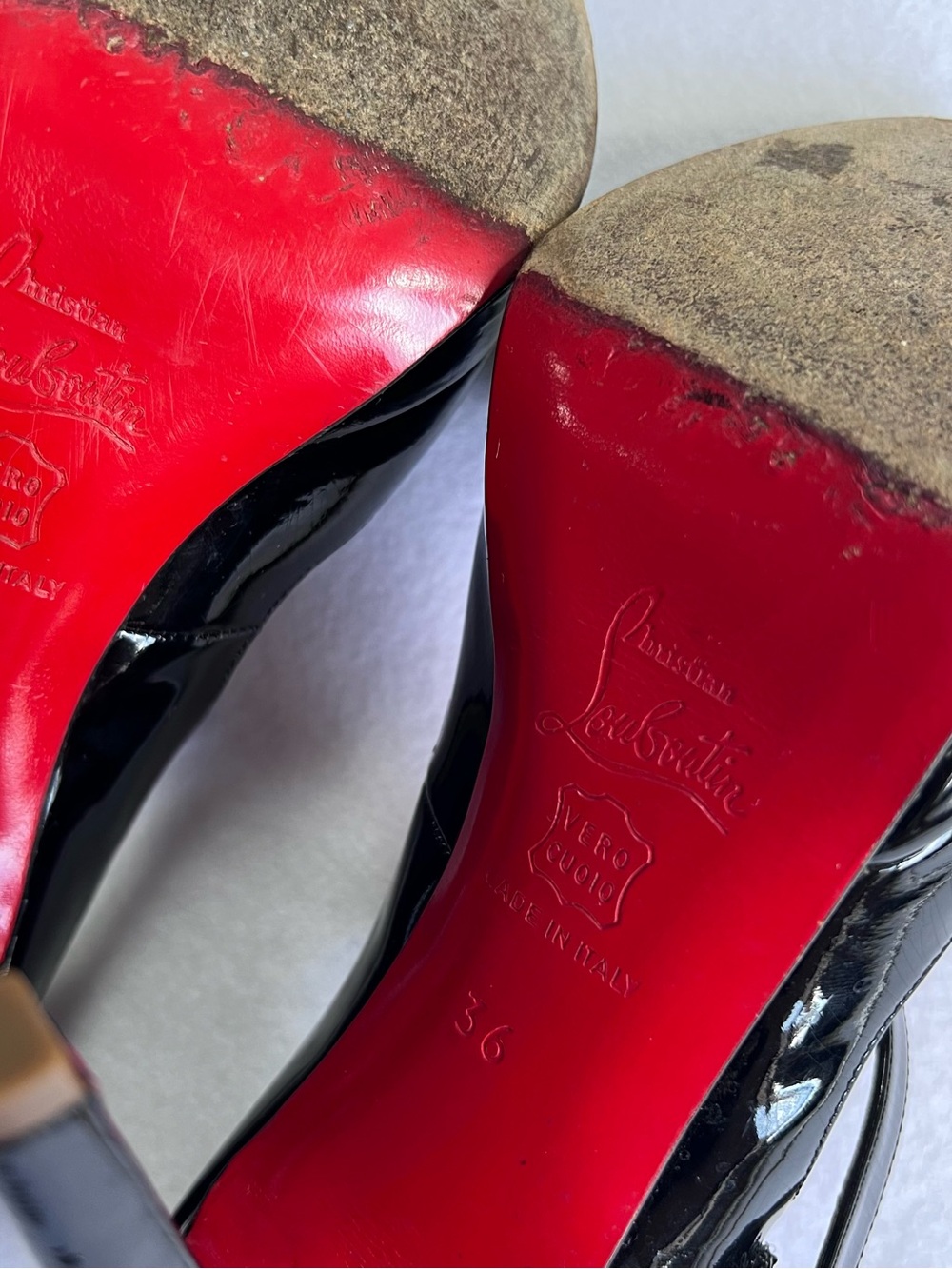 Christian Louboutin Black Patent Mary Jane Peep-Toe Platform Pumps - Picture 5 of 7